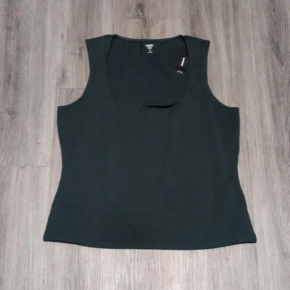 Express Body Contour Cotton Square Neck Tank Top Sz XL Emerald Green NEW NWT - Picture 2 of 3
